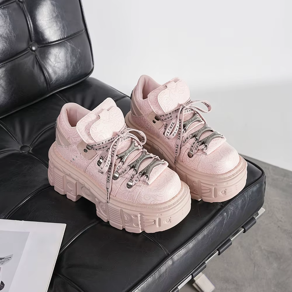 Retro Chunky Platform Metal Ankle Boots