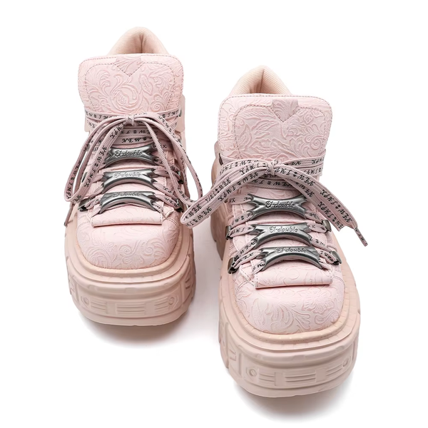 Retro Chunky Platform Metal Ankle Boots